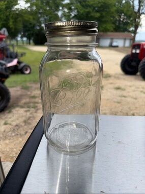 Genuine Ball Mason Jar 7 Sculptured Glass With Fruit Design 28 oz.
